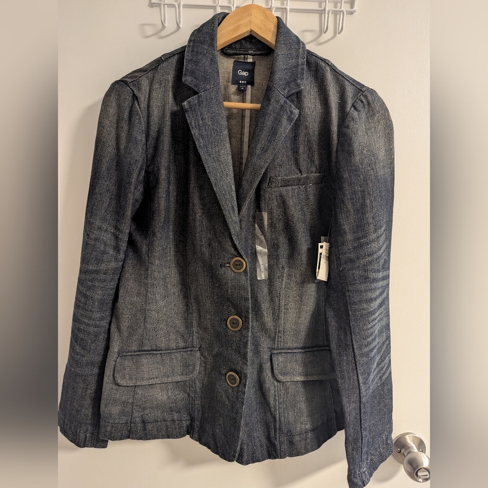 GAP Dark Wash Denim Blazer Jacket